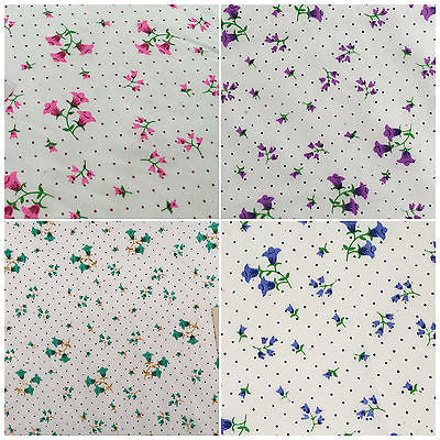 Floral vintage small dot print on white Polycotton fabric 45" Wide M540 Mtex - Midland Textiles & Fabric