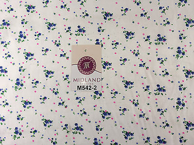 Ditsy Floral Printed on white Super Soft Polycotton Fabric 45' Wide M542 Mtex - Midland Textiles & Fabric