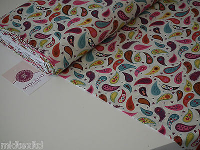 Paisley Print 100% Cotton Poplin Fabric, 45' Craft Cotton Wide M25 Mtex - Midland Textiles & Fabric