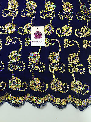 Gold Sequin Embellished Scalloped edge Micro Velvet 40' Wide  M47 Mtex - Midland Textiles & Fabric