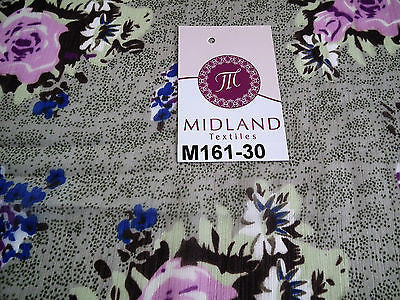 Soft olive floral pink rose printed chiffon fabric 44' wide M161-30 Mtex - Midland Textiles & Fabric