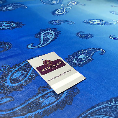 Blue paisley lightweight chiffon dress fabric, scarf 58' M145-59 Mtex - Midland Textiles & Fabric