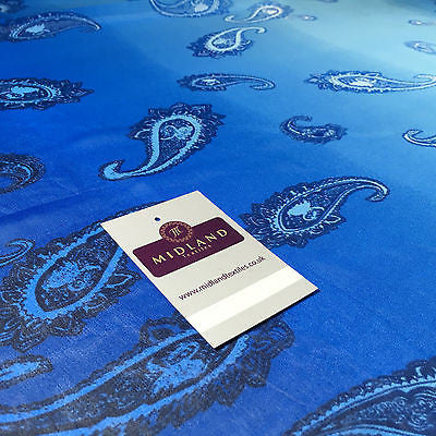 Blue paisley lightweight chiffon dress fabric, scarf 58" M145-59 Mtex - Midland Textiles & Fabric