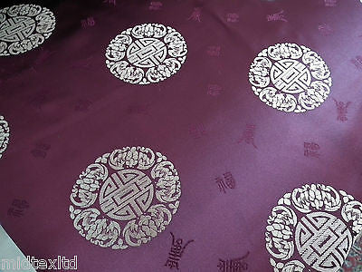 Chinese Fortune Medallion Print Silky Satin Fabric 45" Wide M59 - Midland Textiles & Fabric
