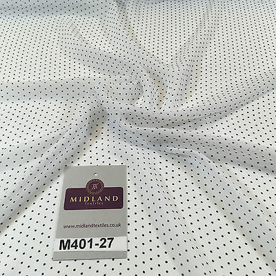 Optical White & Black Small Dotted Light chiffon Printed fabric 58' M401-27 Mtex - Midland Textiles & Fabric
