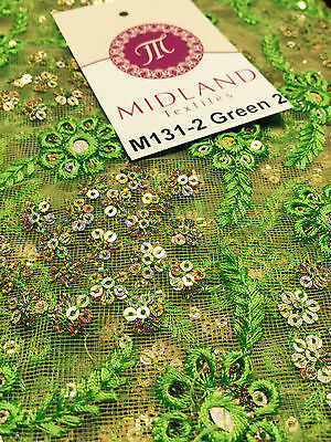 Indian Floral Intricate sequin embroidered Tulle net dress fabric 40' Wide M131 - Midland Textiles & Fabric