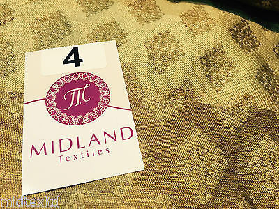 Indian Gold paisley flower banarsi metallic brocade fabric 44' M390 Mtex - Midland Textiles & Fabric