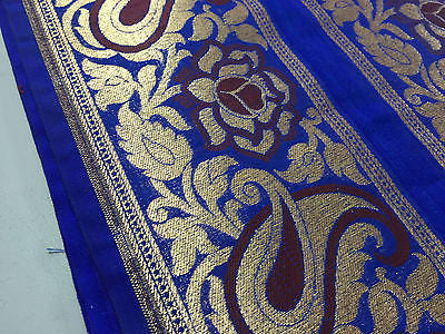 Pure Silk Indian Banarsi Floral Woven Golden Metallic Brocade 45' M260 Mtex - Midland Textiles & Fabric