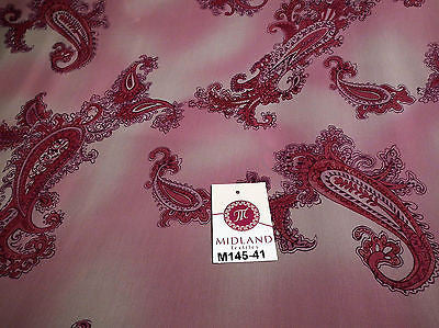 Pink Paisley Printed chiffon Dress fabric 45' M145-41 Mtex - Midland Textiles & Fabric