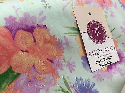 Vintage Abstract Floral Printed Fabric 100% Cotton Poplin  44' Wide  M531 Mtex - Midland Textiles & Fabric
