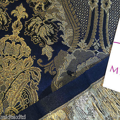 Indian Banarsi Gold Metallic Ornamental floral brocade fabric M373 Mtex 40' wide - Midland Textiles & Fabric