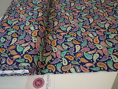 Paisley Print 100% Cotton Poplin Fabric, 45' Craft Cotton Wide M25 Mtex - Midland Textiles & Fabric