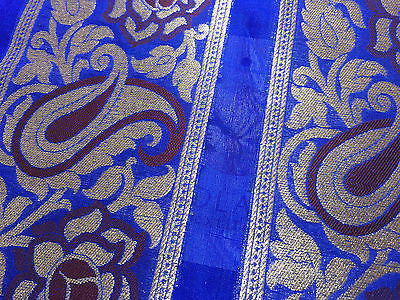 Pure Silk Indian Banarsi Floral Woven Golden Metallic Brocade 45' M260 Mtex - Midland Textiles & Fabric