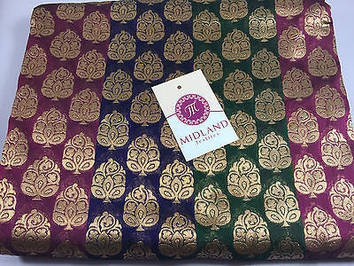 Pure Silk Indian Banarsi Floral Woven Golden Metallic Brocade 45' M260 Mtex - Midland Textiles & Fabric