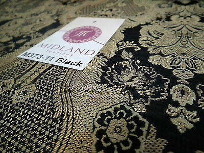 Indian Banarsi Gold Metallic Ornamental floral brocade fabric M373 Mtex 40' wide - Midland Textiles & Fabric