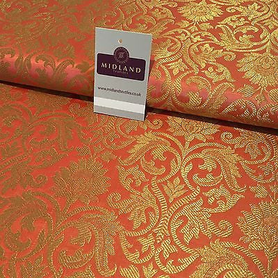Indian Floral gold metallic banarsi brocade faux silk fabric 44' Wide M692 - Midland Textiles & Fabric