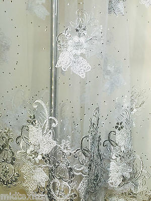Vintage Floral embellished and stones dress net with scalloped edging M232 Mtex - Midland Textiles & Fabric