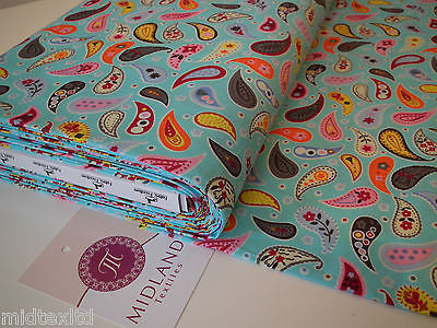 Paisley Print 100% Cotton Poplin Fabric, 45' Craft Cotton Wide M25 Mtex - Midland Textiles & Fabric