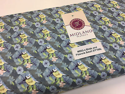 Blue Watercolour Floral 100% Cotton Craft & Patchwork fabric 44' Wide M562 Mtex - Midland Textiles & Fabric