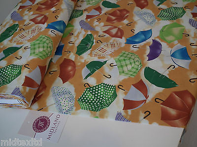 Umbrella Print 100% Cotton Poplin Fabric, 45' Wide. Craft Cotton M26 Mtex - Midland Textiles & Fabric