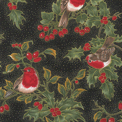 Black Merry Christmas themed 100% Cotton Patchwork & Crafting Fabric 45" Mtex - Midland Textiles & Fabric