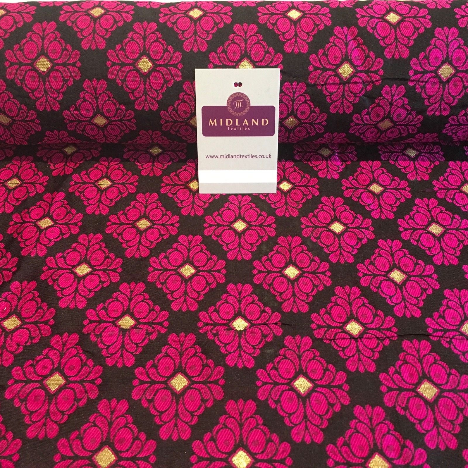 Indian Floral Gold geometric Jacquard brocade waistcoat fabric 45"  M724 Mtex - Midland Textiles & Fabric