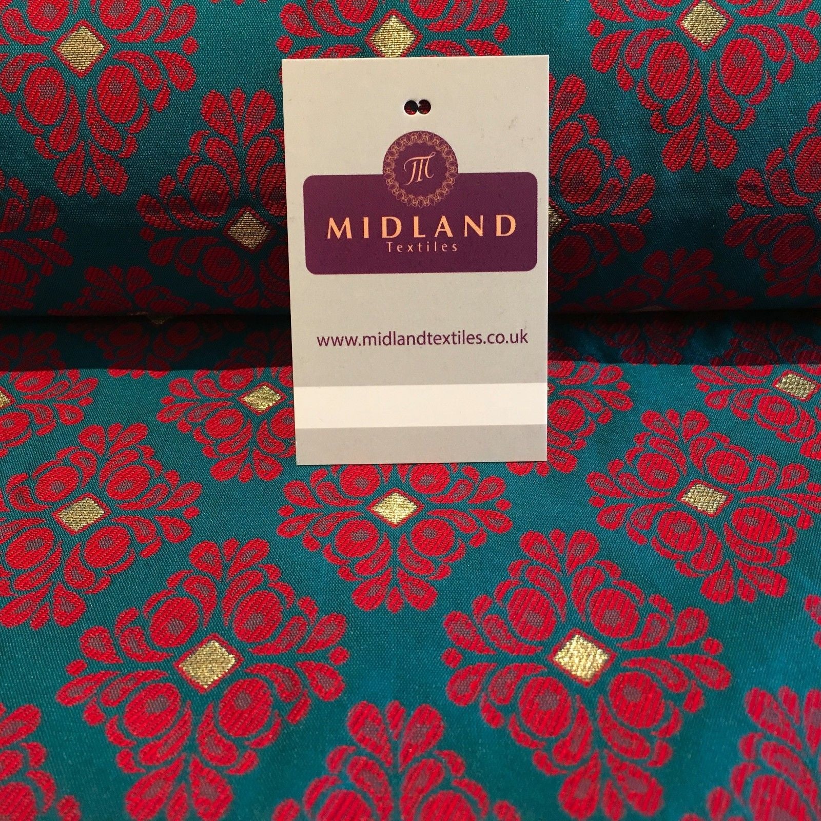 Indian Floral Gold geometric Jacquard brocade waistcoat fabric 45'  M724 Mtex - Midland Textiles & Fabric