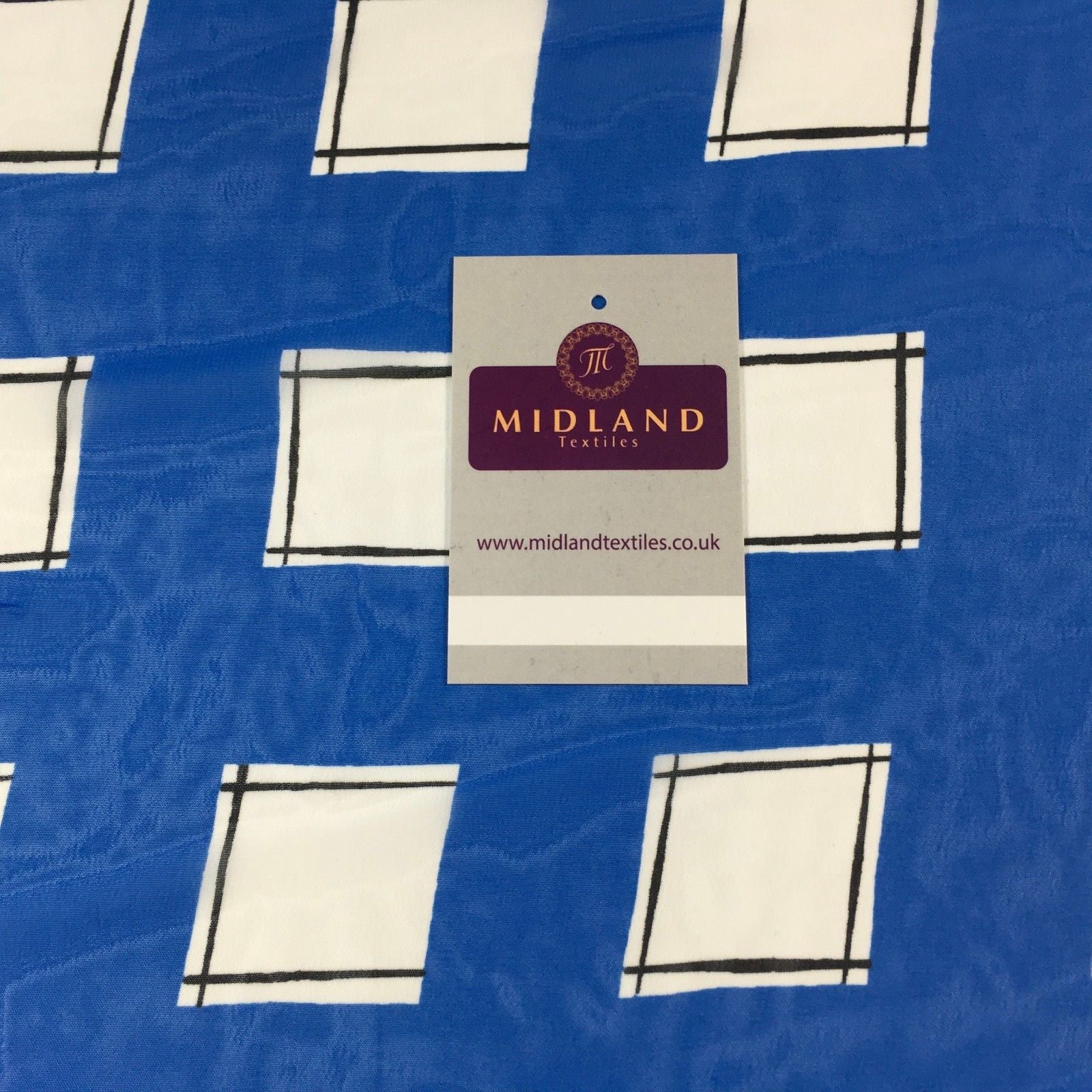 Cobalt blue and white check light chiffon Dress fabric 58' M401-18 Mtex - Midland Textiles & Fabric