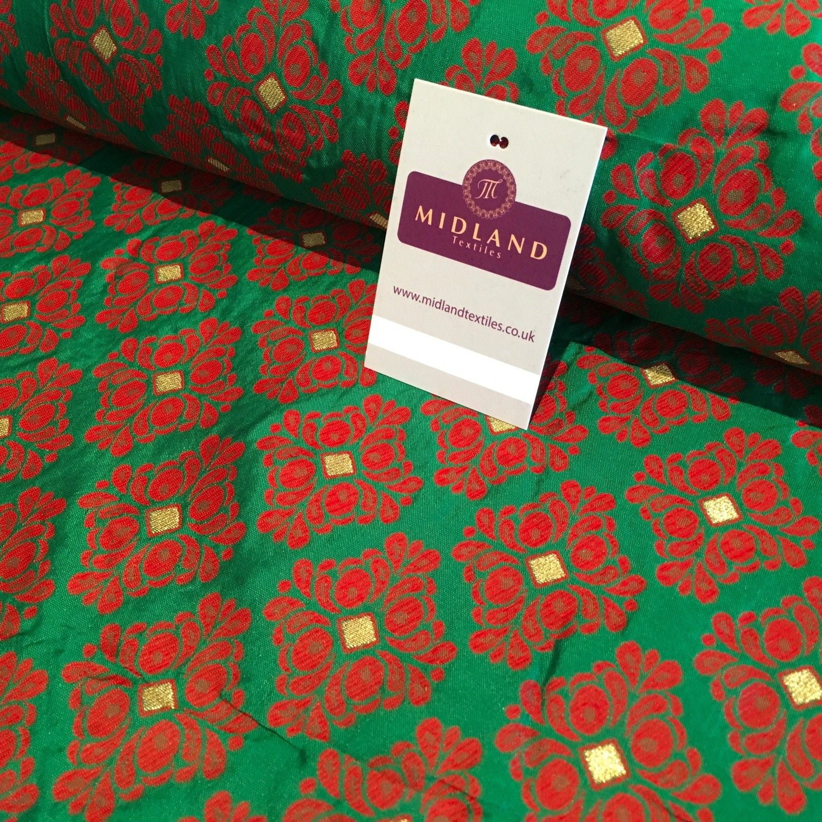 Indian Floral Gold geometric Jacquard brocade waistcoat fabric 45'  M724 Mtex - Midland Textiles & Fabric