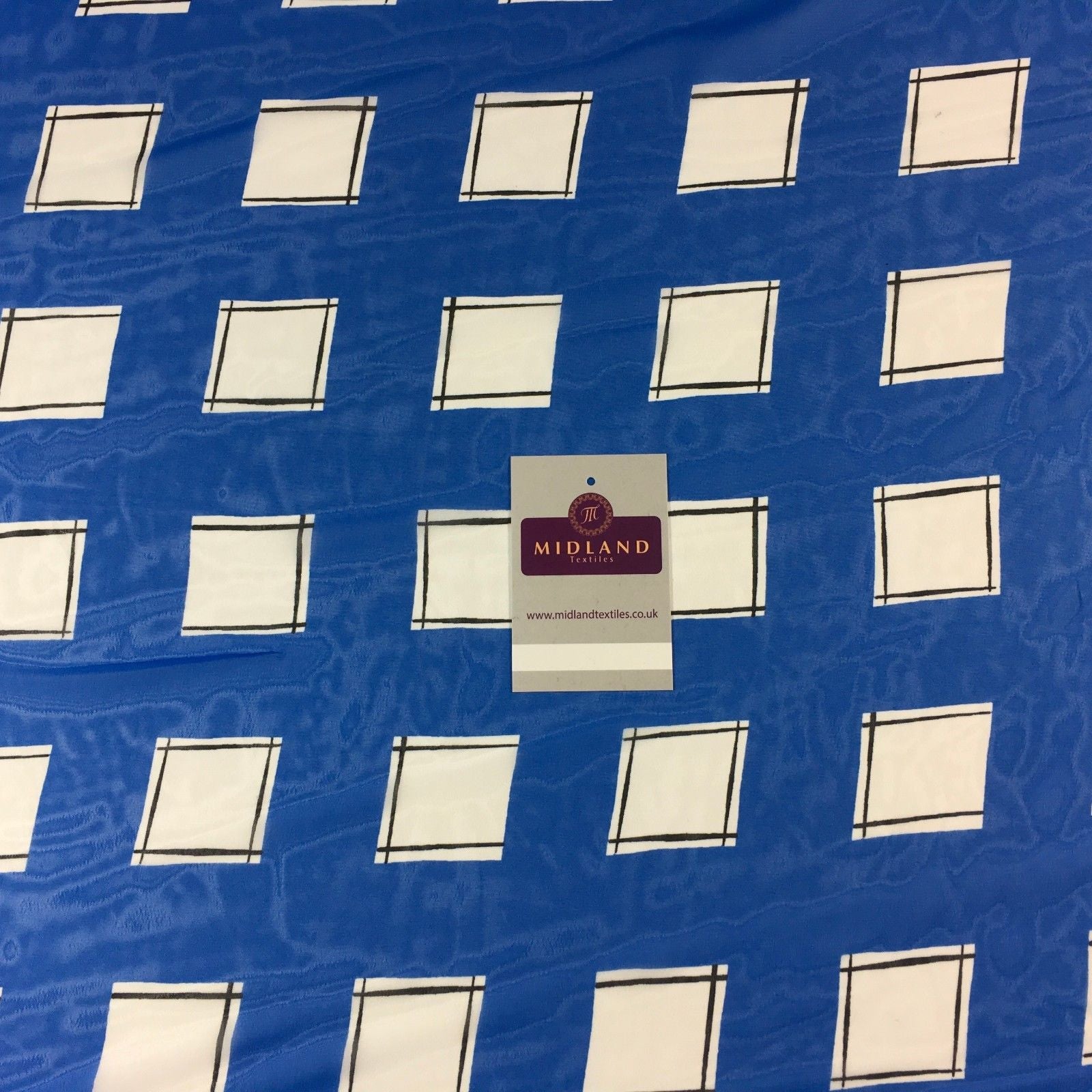Cobalt blue and white check light chiffon Dress fabric 58' M401-18 Mtex - Midland Textiles & Fabric