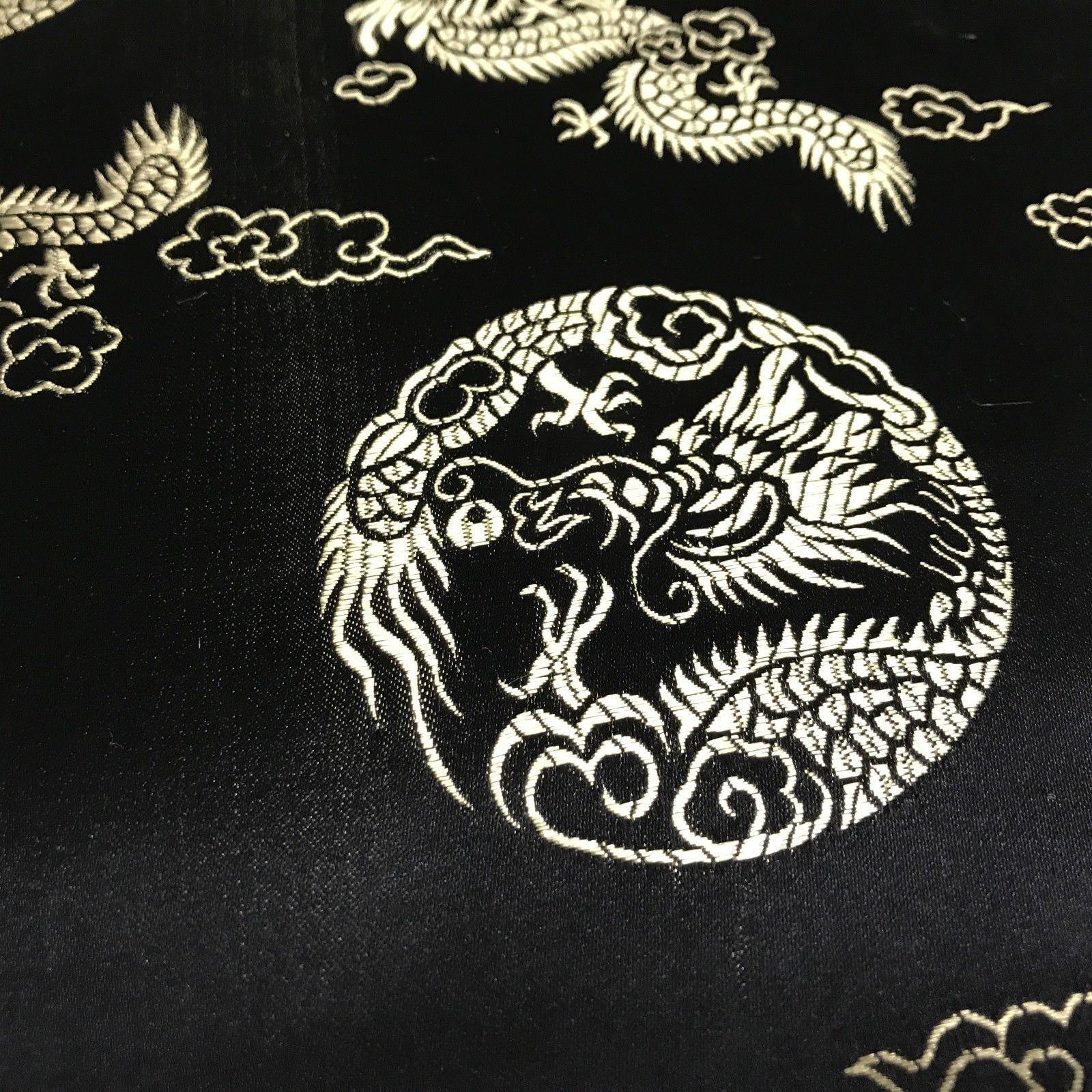 Traditional Oriental Gold Dragon Silk Satin Brocade 45' Wide M60 Mtex - Midland Textiles & Fabric
