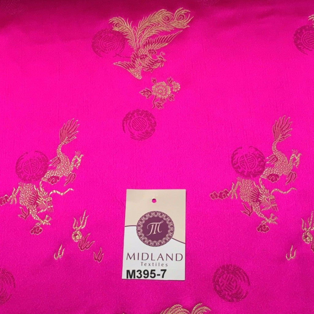 Traditional Cerise Pink Chinese Oriental Satin brocade 45' Wide M395-7 Mtex