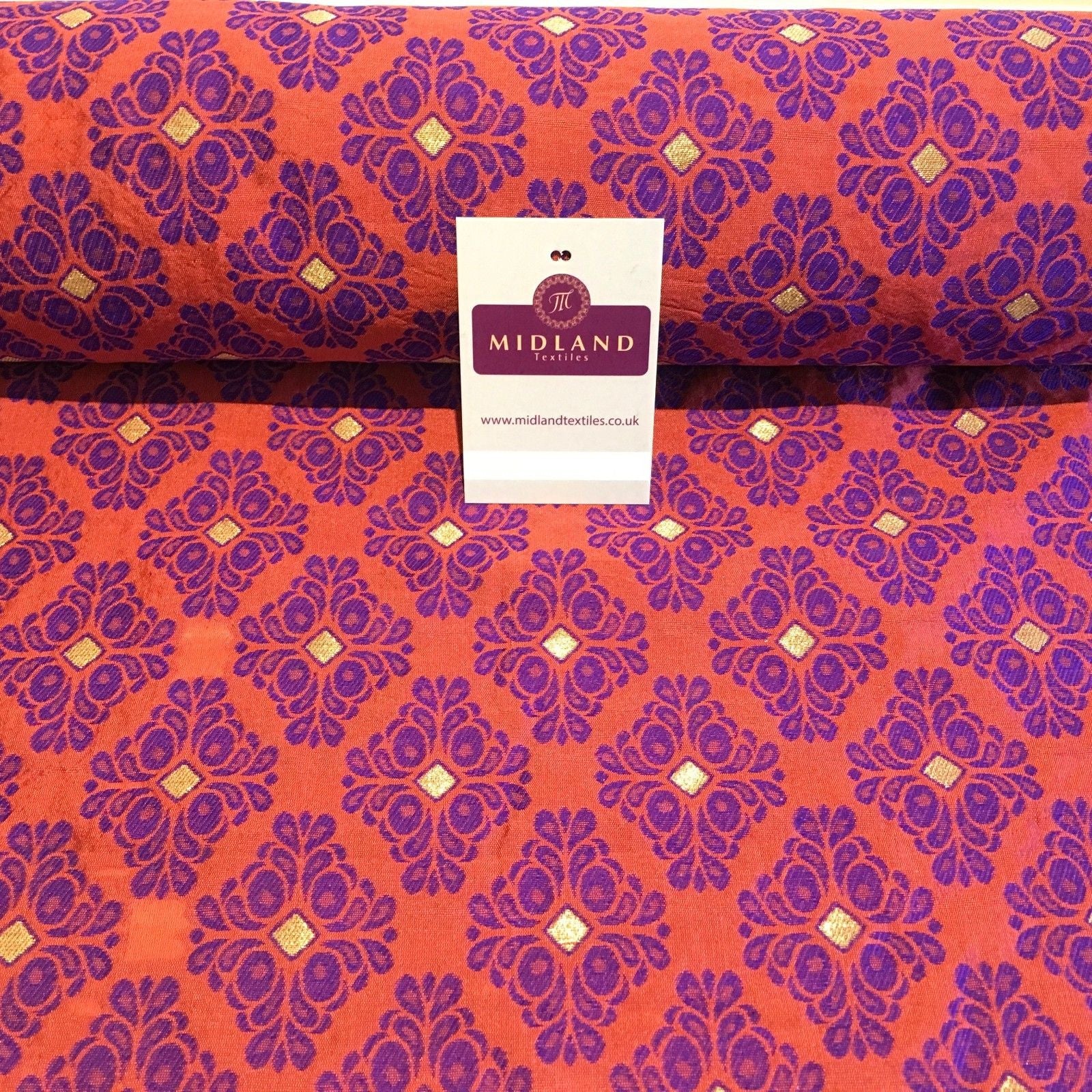 Indian Floral Gold geometric Jacquard brocade waistcoat fabric 45'  M724 Mtex - Midland Textiles & Fabric