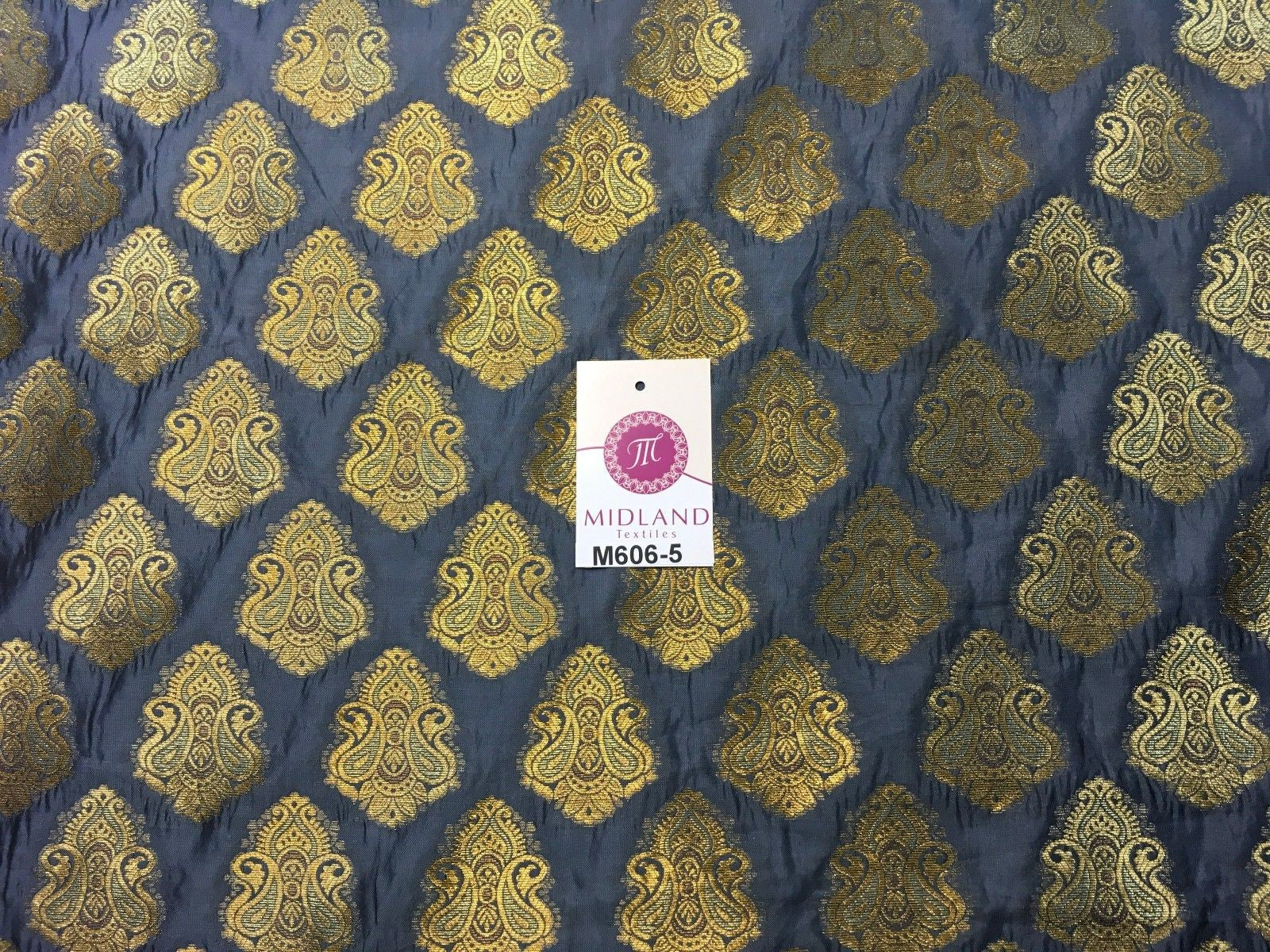 Indian Paisley Ornamental Metallic faux silk banarsi Brocade 44' Wide M606 - Midland Textiles & Fabric