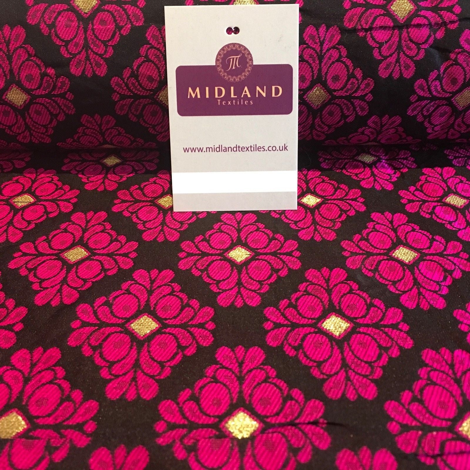 Indian Floral Gold geometric Jacquard brocade waistcoat fabric 45'  M724 Mtex - Midland Textiles & Fabric