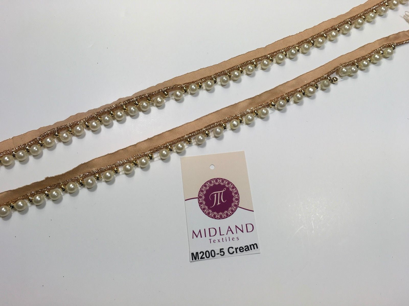 Vintage Pearl beaded Ribbon Crafting, Edging and Trimmings M200 Mtex - Midland Textiles & Fabric