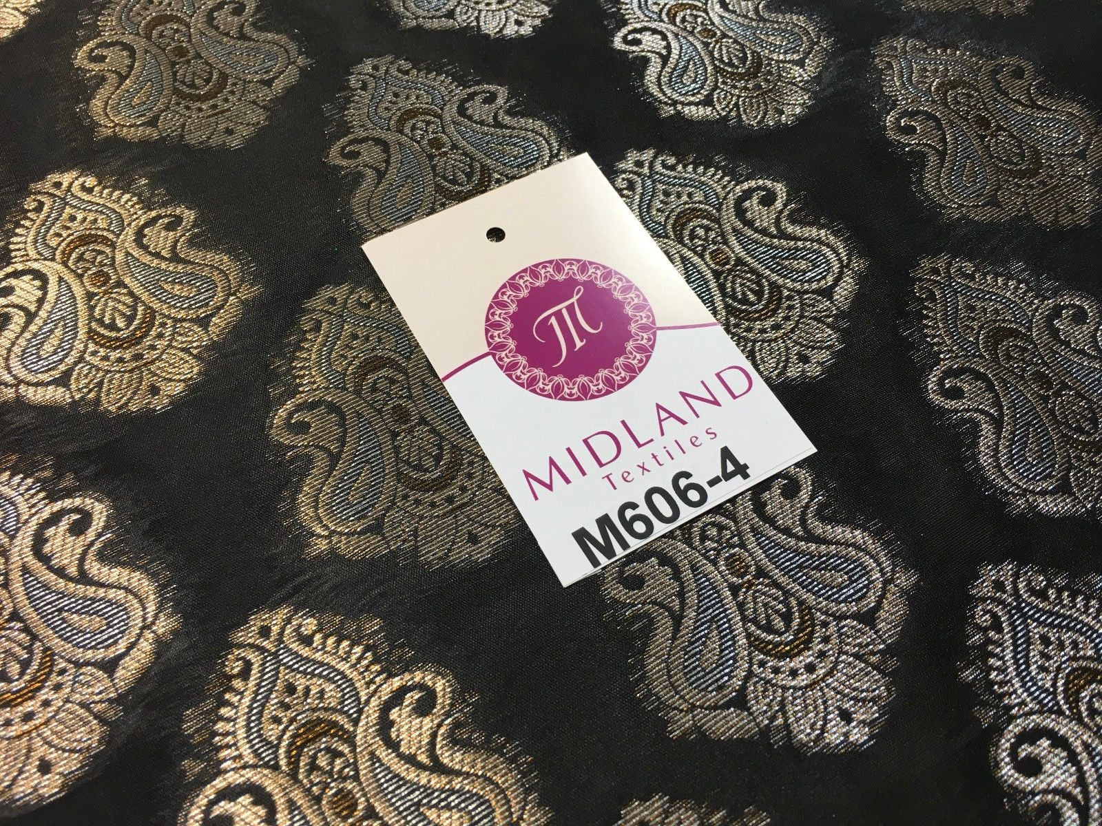 Indian Paisley Ornamental Metallic faux silk banarsi Brocade 44' Wide M606 - Midland Textiles & Fabric