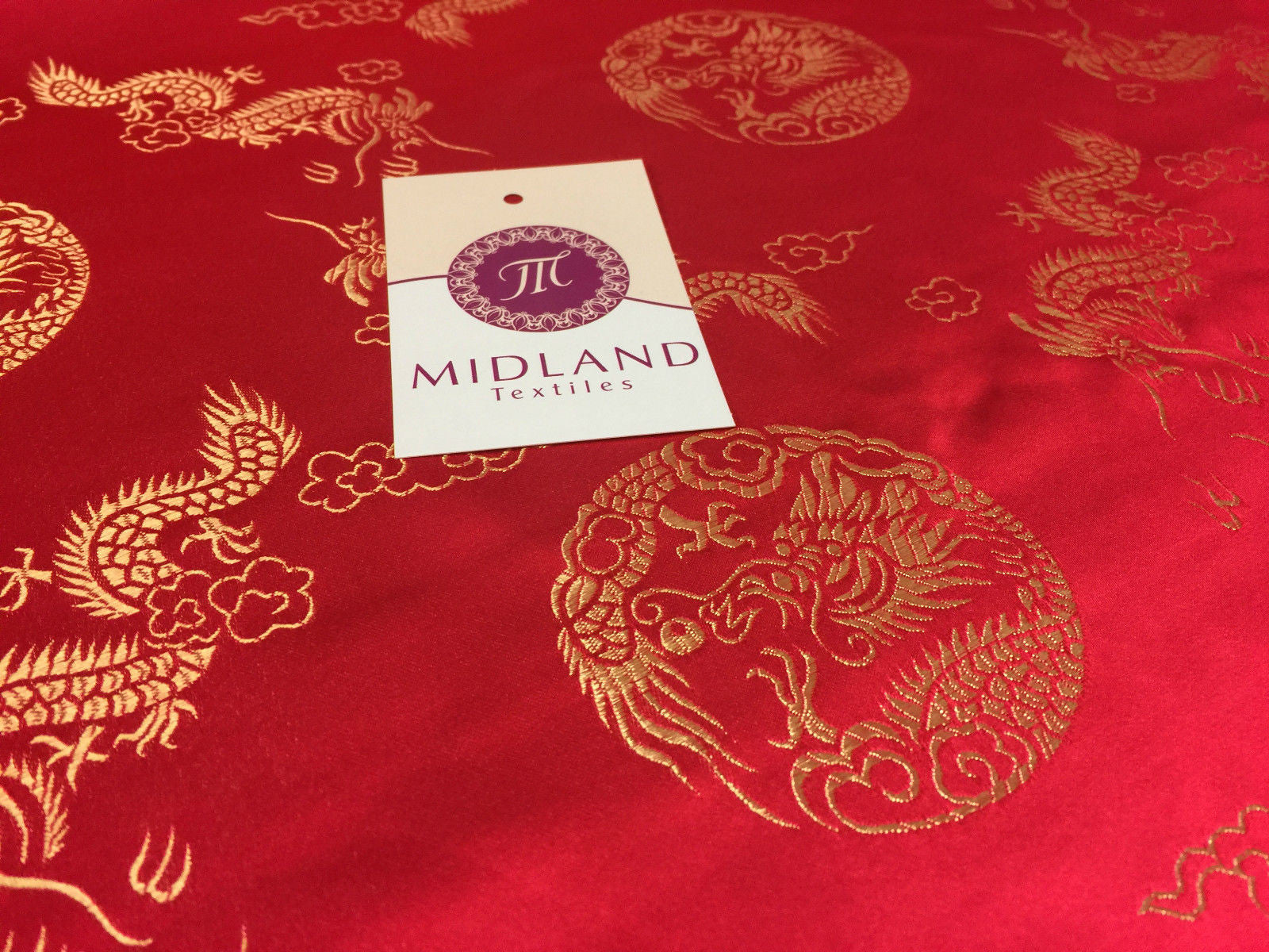 Traditional Oriental Gold Dragon Silk Satin Brocade 45' Wide M60 Mtex - Midland Textiles & Fabric