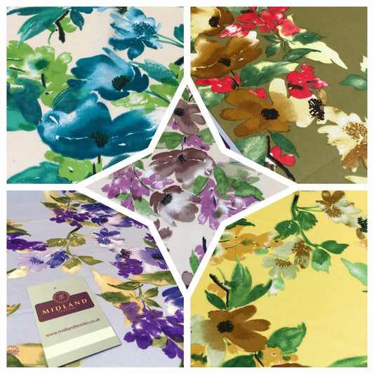 Silky Smooth Floral Satin Dress, Scarf fabric 58" Wide M727 Mtex - Midland Textiles & Fabric