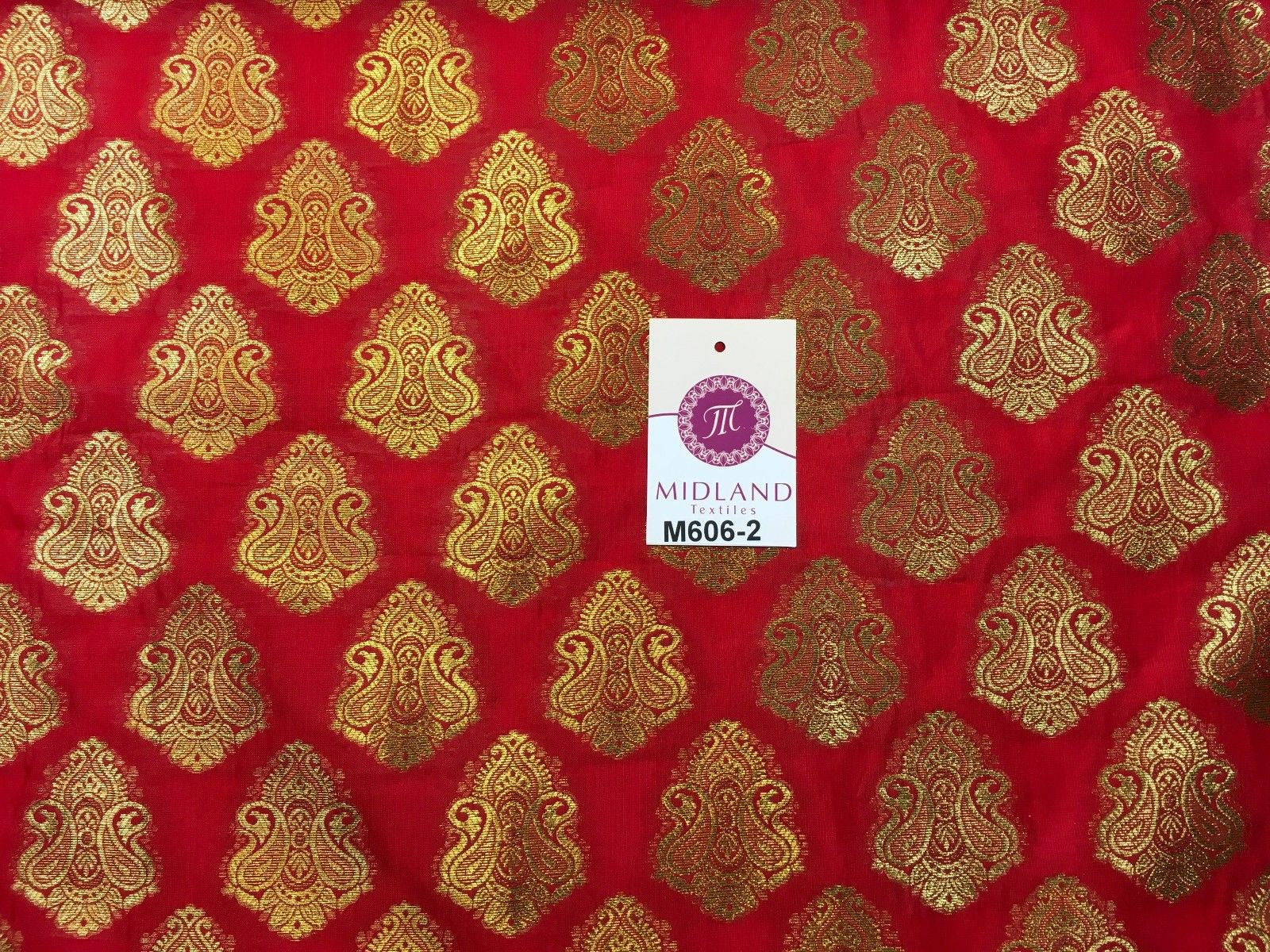 Indian Paisley Ornamental Metallic faux silk banarsi Brocade 44' Wide M606 - Midland Textiles & Fabric