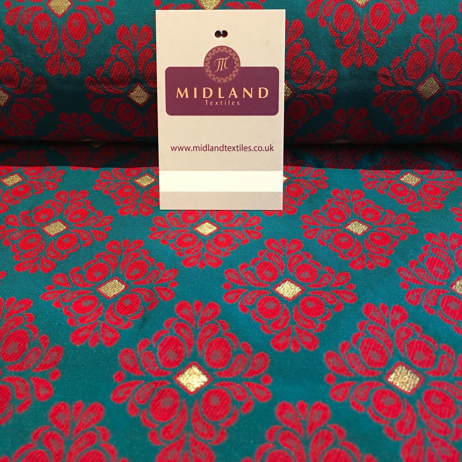 Indian Floral Gold geometric Jacquard brocade waistcoat fabric 45'  M724 Mtex - Midland Textiles & Fabric