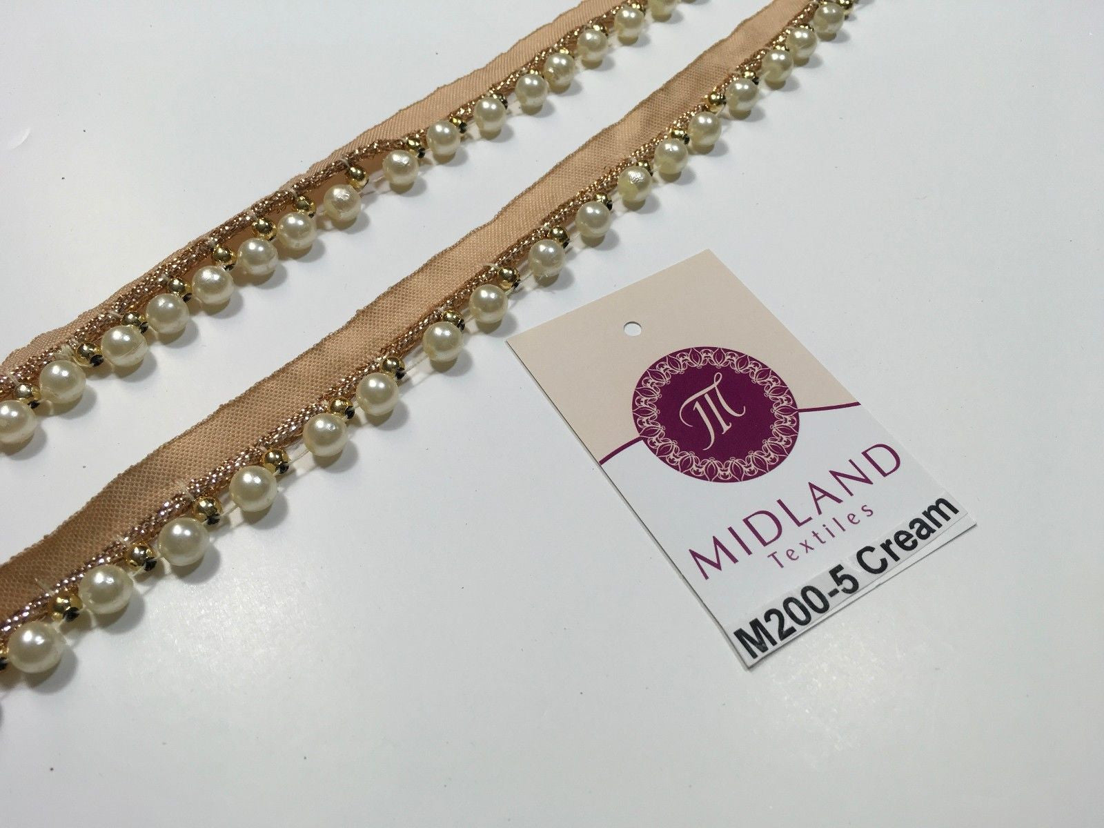 Vintage Pearl beaded Ribbon Crafting, Edging and Trimmings M200 Mtex - Midland Textiles & Fabric