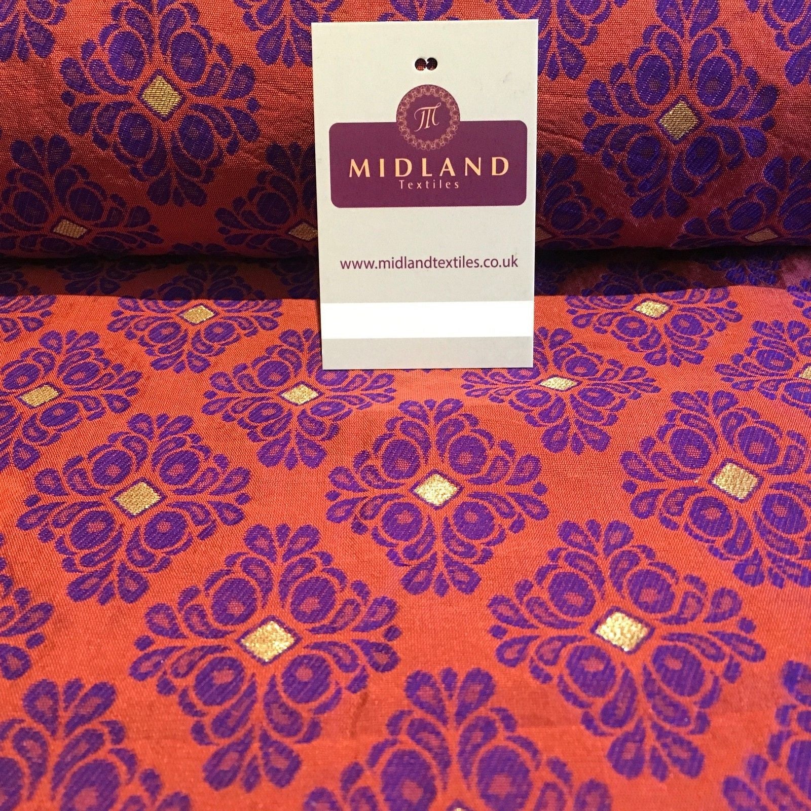 Indian Floral Gold geometric Jacquard brocade waistcoat fabric 45"  M724 Mtex - Midland Textiles & Fabric