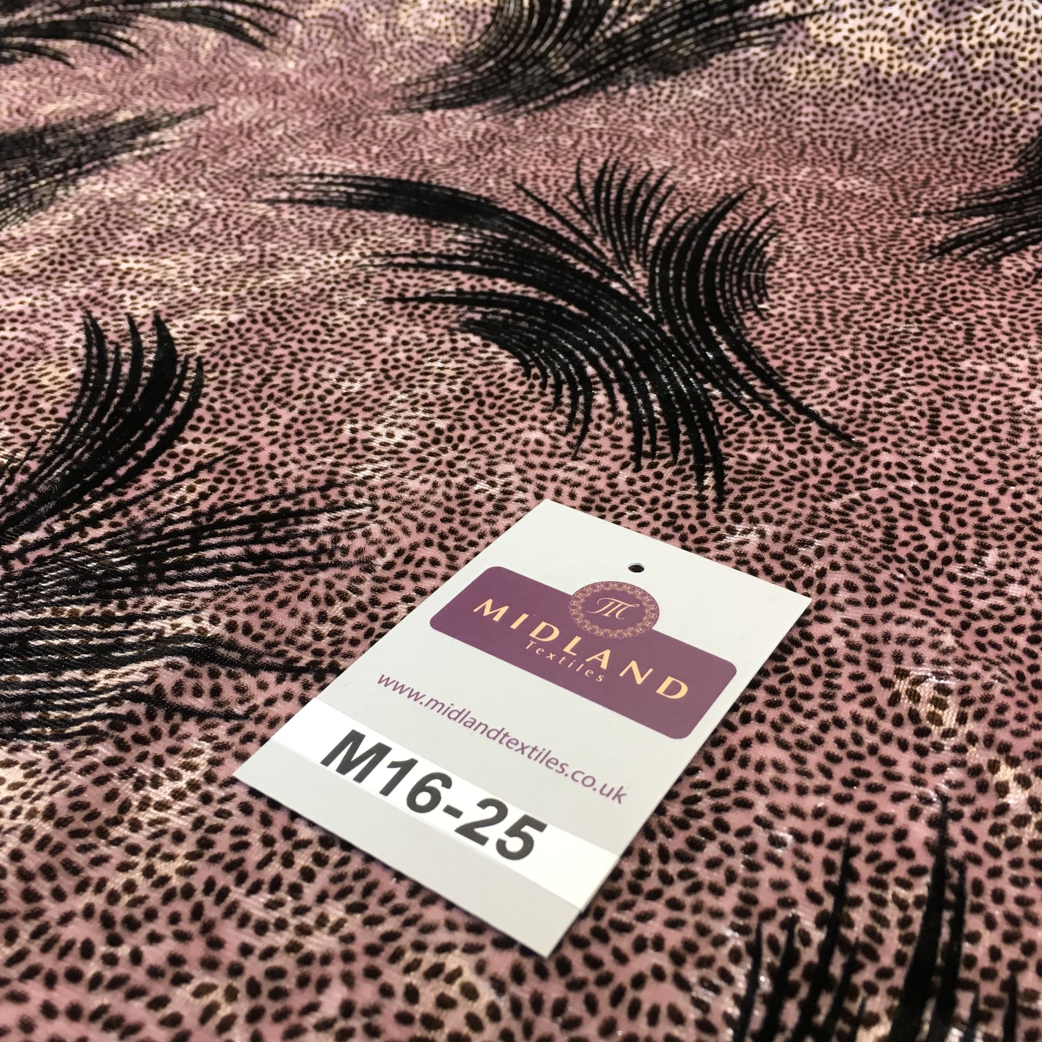 Rose Pink feathery Plant Velvet one way stretch dress fabric 58" wide M16-25 - Midland Textiles & Fabric
