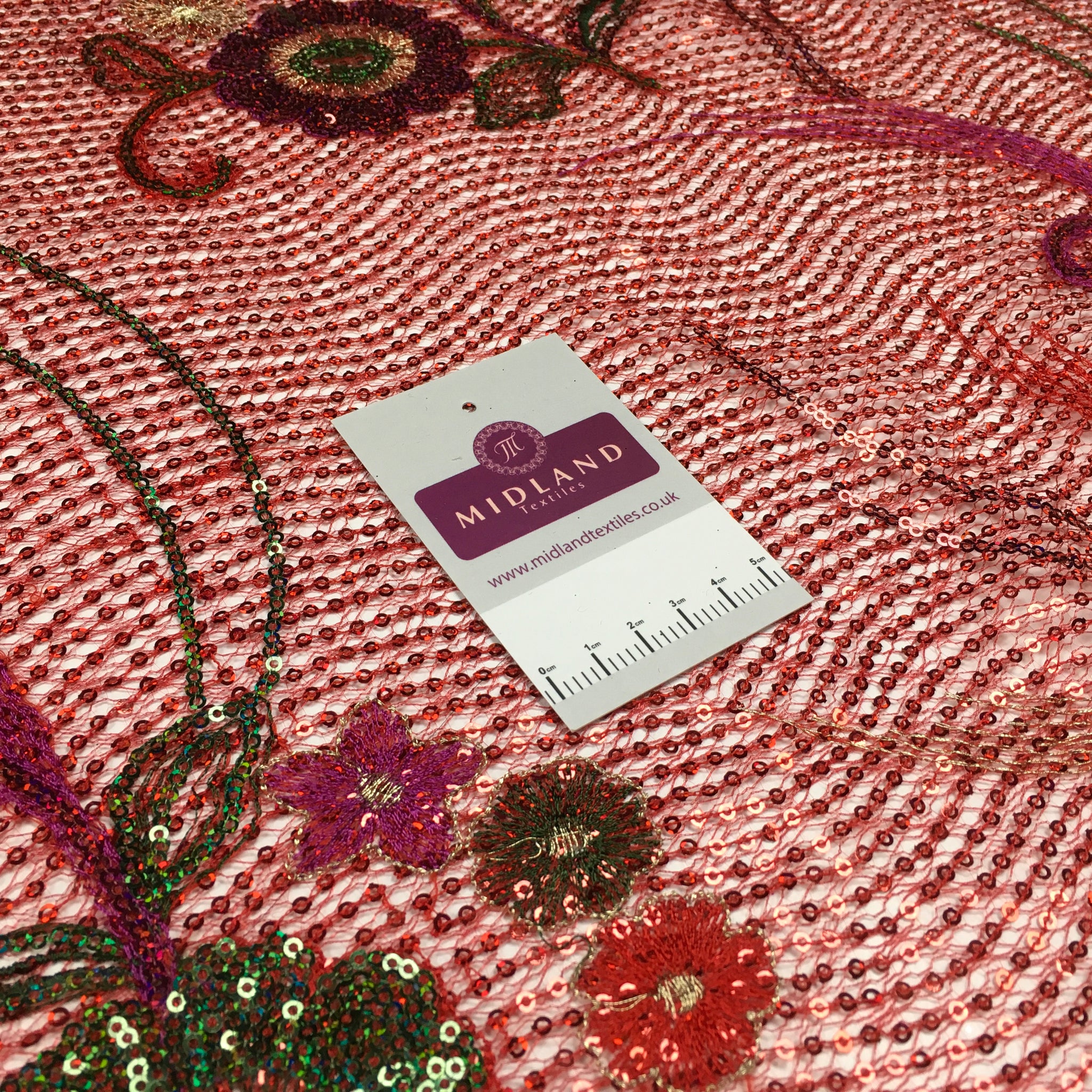 Floral sequin net mesh wedding dress Fabric 127 cm M1384 Mtex