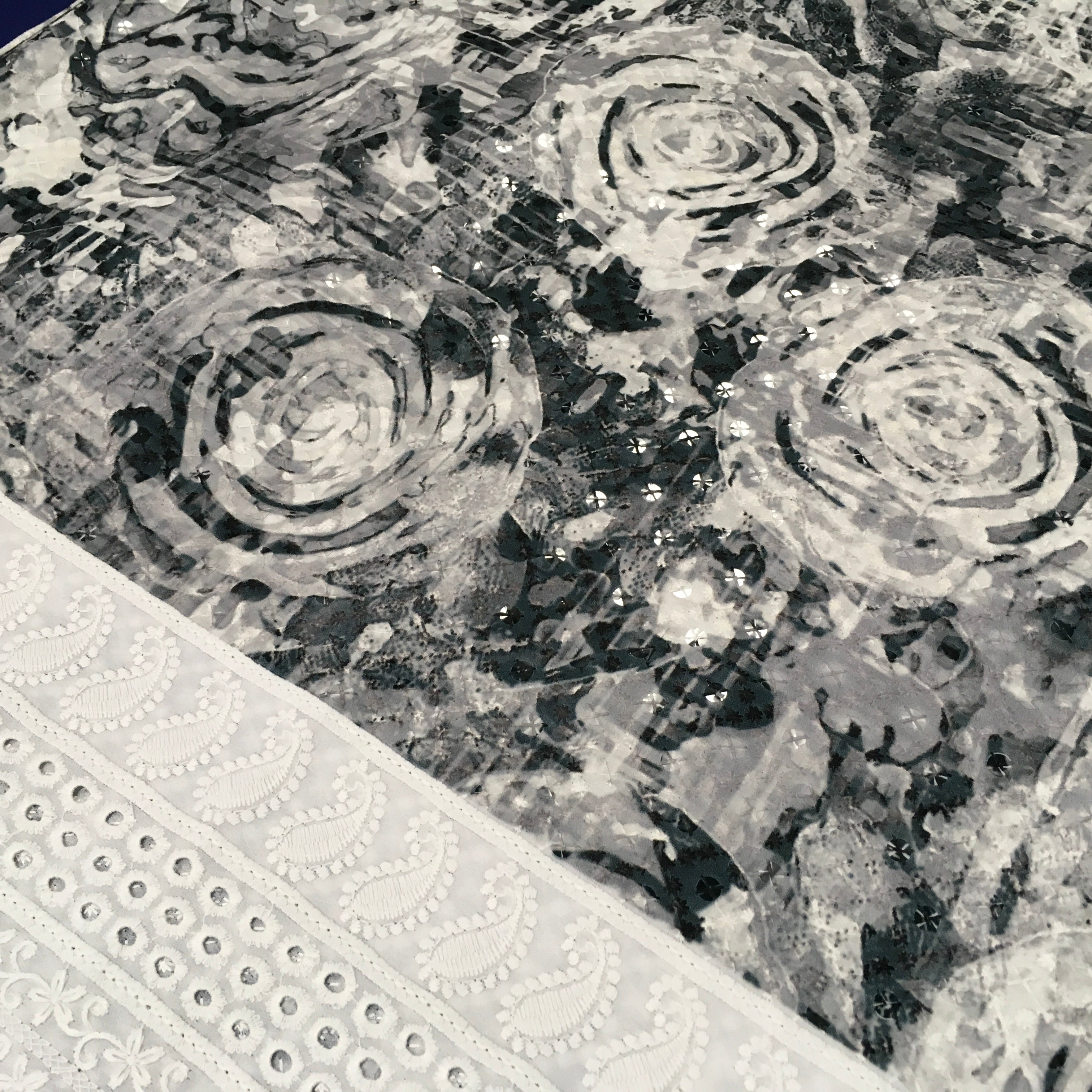 Digital Printed Cotton Border with Sequin Fabric 55' Wide MQ995 Mtex