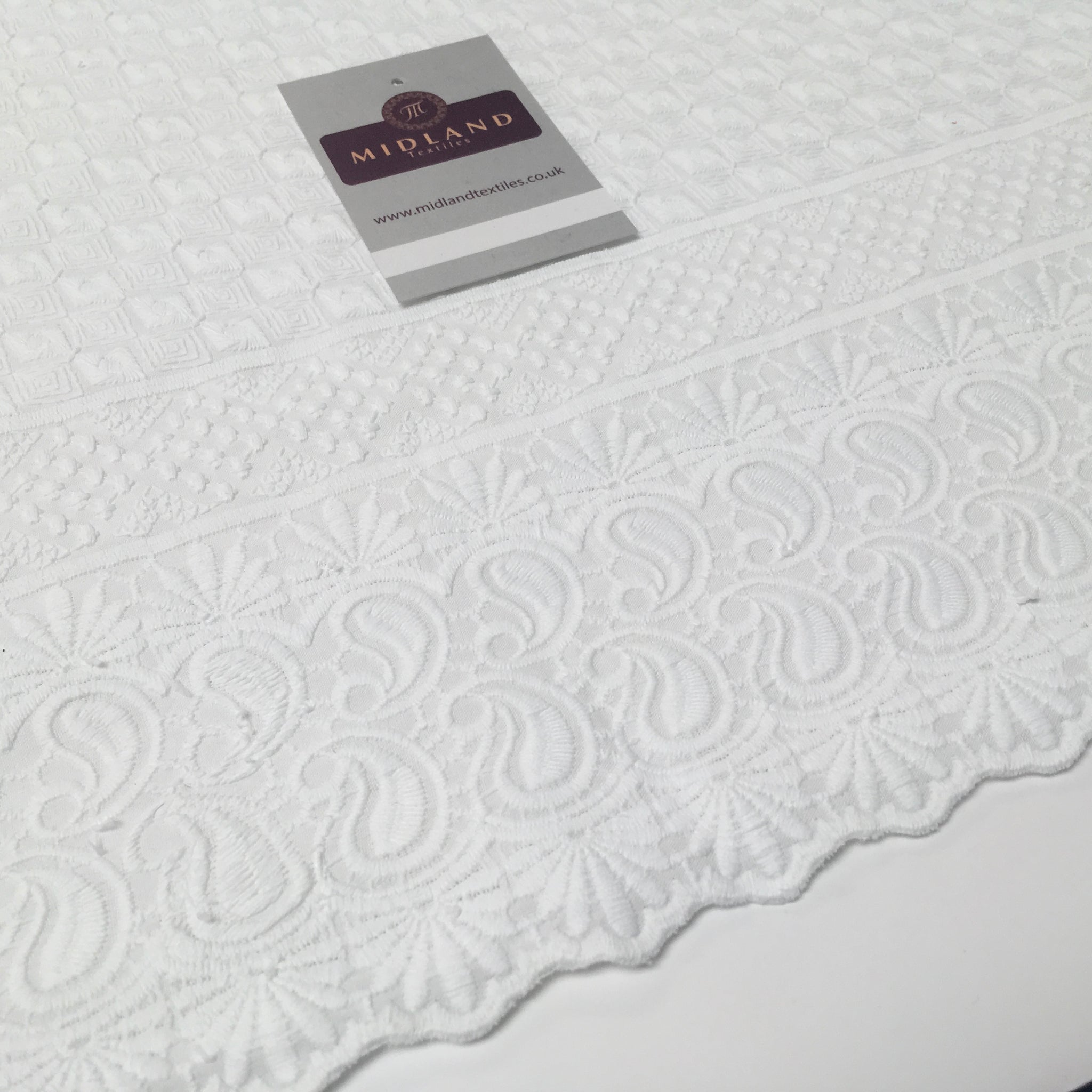 White on White Embroidery  Cotton Rich Fabric Dressmaking 58" Wide M169