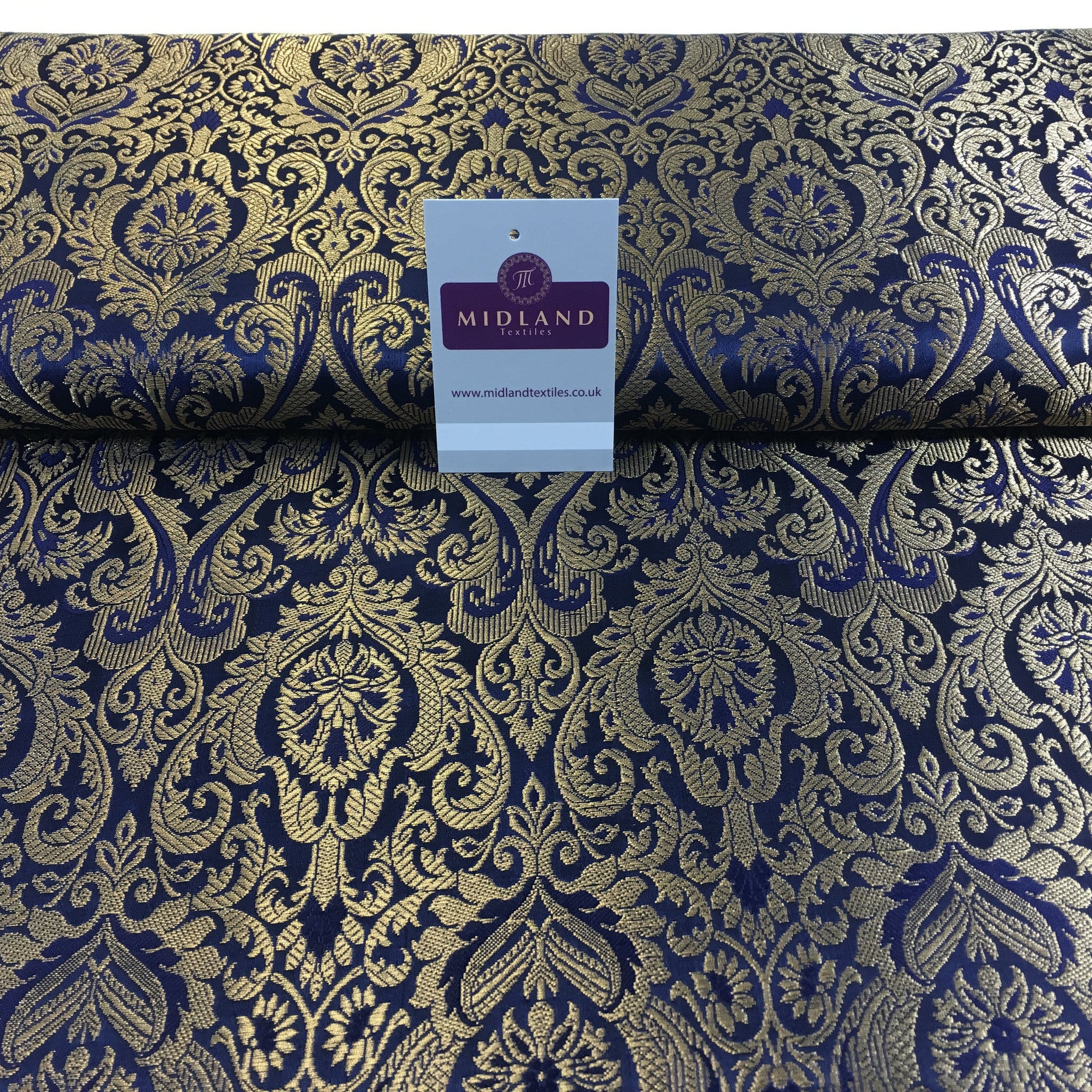 Indian Floral Ornamental Faux Silk Banarsi Brocade fabric 44' Wide M649 - Midland Textiles & Fabric
