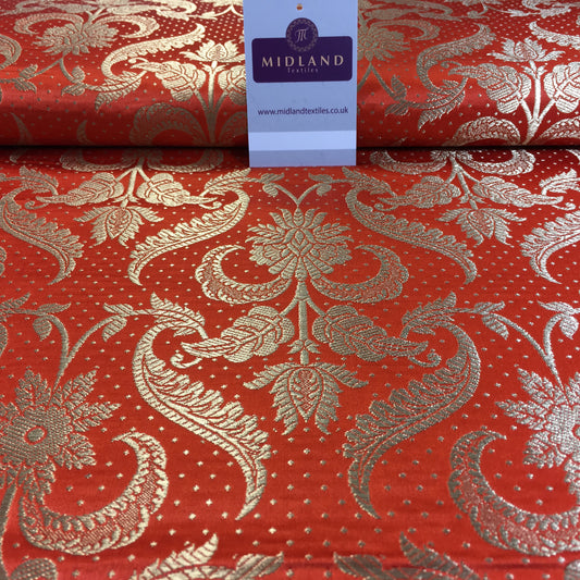Indian Floral Ornamental metallic banarsi brocade faux silk fabric 44" Wide M648 - Midland Textiles & Fabric