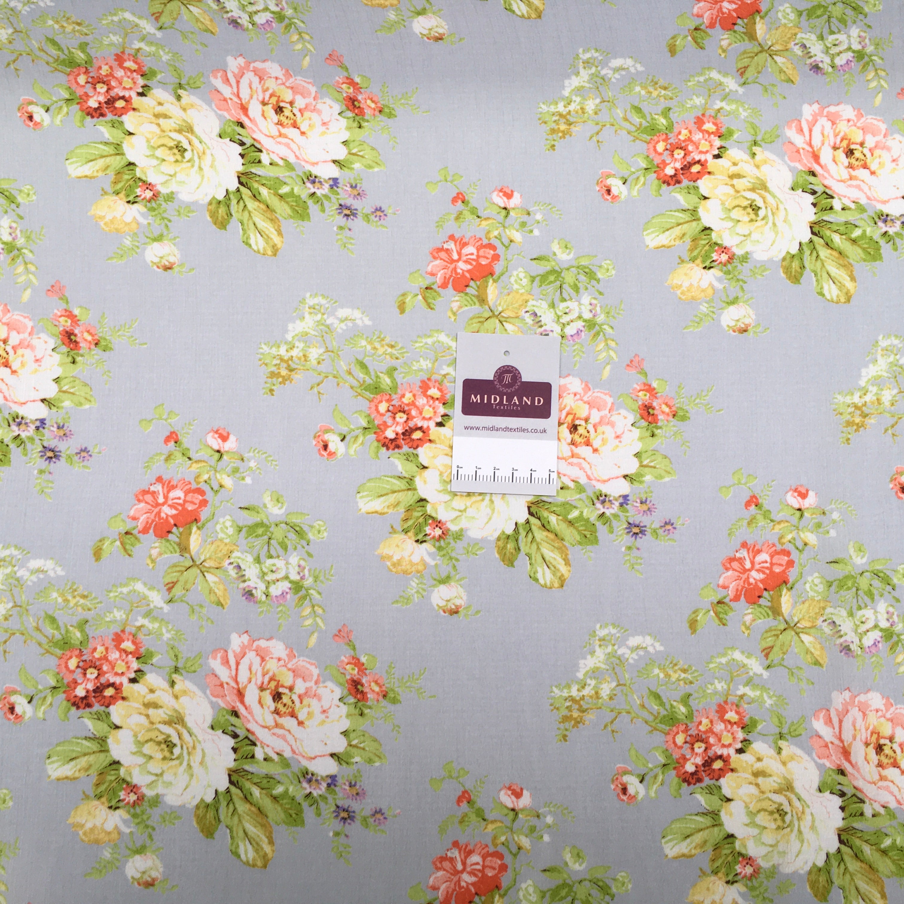 Floral Roses Crinkle Satin Chiffon Dress Fabric M1492 Mtex